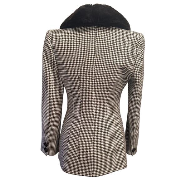 Rare Valentino Boutique Vintage Houndstooth Blazer with Fur Collar - Picture 3 of 6